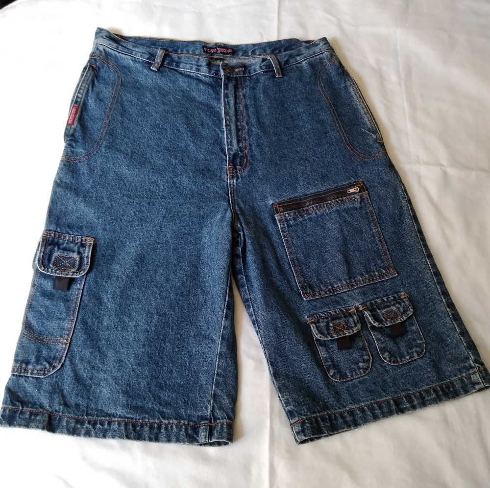 RCA5 Jeans Men's Blue Denim Jean Cargo Shorts Size 36